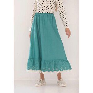 Woven petticoat slip in organic cotton teal